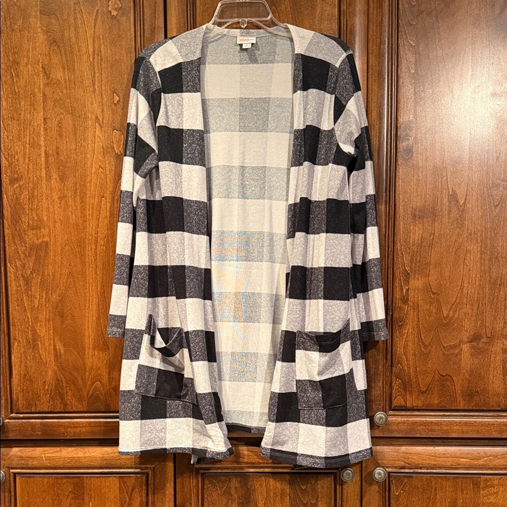 LuLaRoe Caroline Black and White Checkered Cardigan